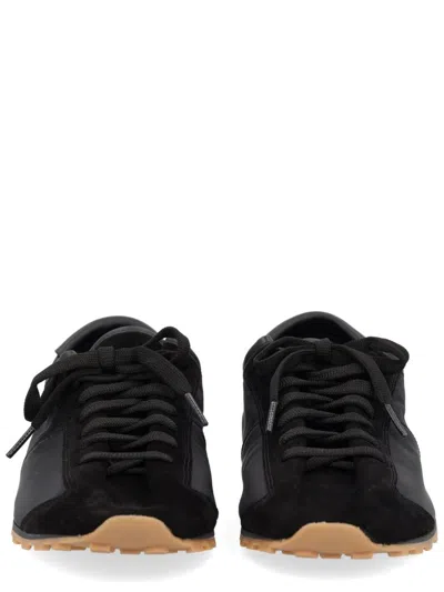 Jacquemus Smooth Suede-textured Sneakers With Contrasting Rubber Sole In Black