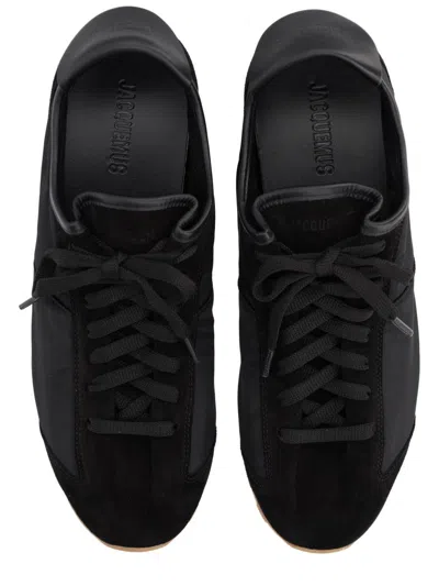 Jacquemus Smooth Suede-textured Sneakers With Contrasting Rubber Sole In Black