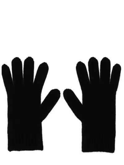 Vivienne Westwood Black Gloves With Orb Logo Embroidered On The Front In Wool Blend Unisex In Black