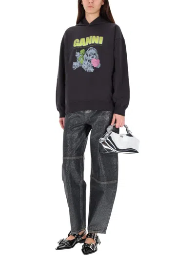 Ganni Isoli Oversized Phantom Sweatshirt In Black