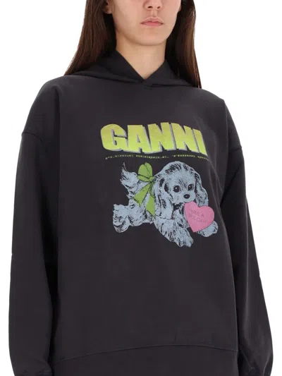 Ganni Isoli Oversized Phantom Sweatshirt In Black