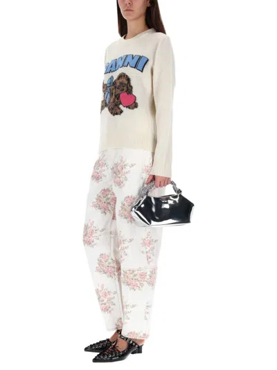 Ganni Flower Jeans In White