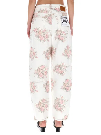 Ganni Flower Jeans In White