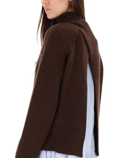 Ganni Wool Blend Sweater In Brown
