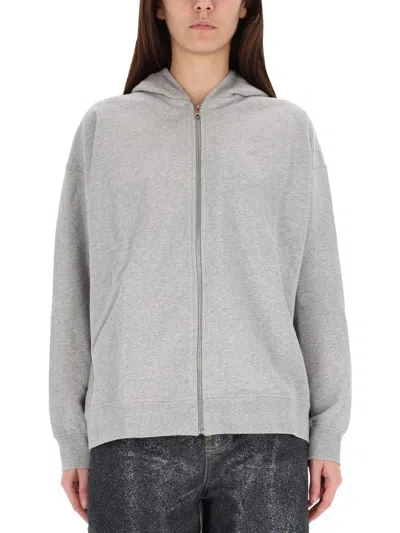 Ganni Womens Isoli Teddy Oversized Zip Hoodie In Gray