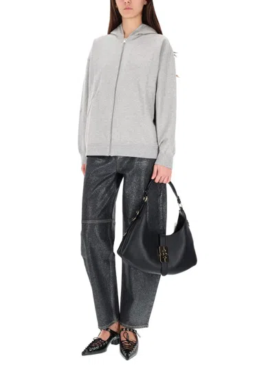 Ganni Womens Isoli Teddy Oversized Zip Hoodie In Gray