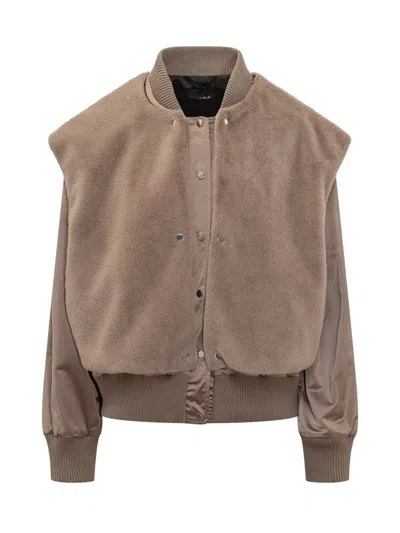 Hugo Boss Boss Wool Blend Bomber Jacket With Satin Inserts Boss In Multi