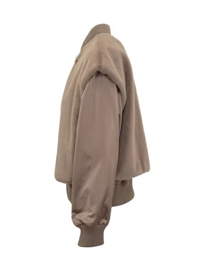 Hugo Boss Boss Wool Blend Bomber Jacket With Satin Inserts Boss In Multi