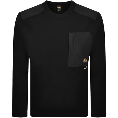 Moose Knuckles Elowan Crew Neck Sweatshirt Black In Black