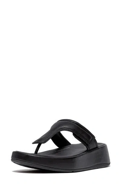 Fitflop F-mode Go Adjustable Platform Flip Flop In Black