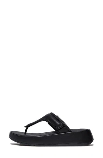 Fitflop F-mode Go Adjustable Platform Flip Flop In Black