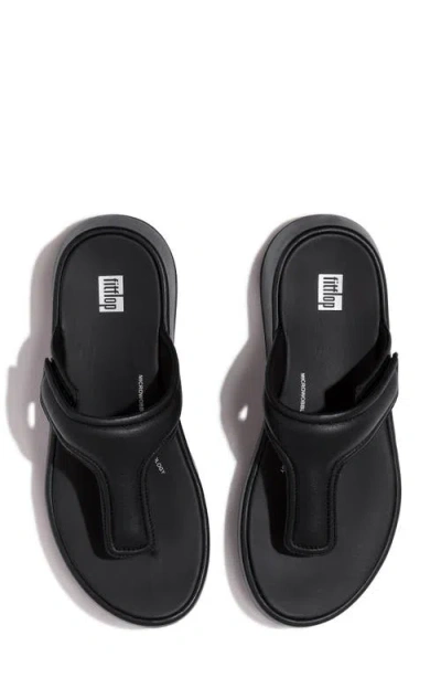 Fitflop F-mode Go Adjustable Platform Flip Flop In Black