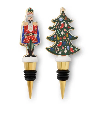 Rifle Paper Co Nutcracker Wine Stopper Set In Multi