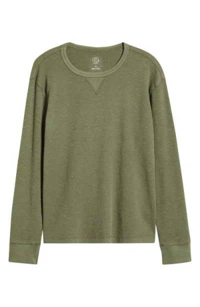 Treasure & Bond Thermal Waffle Slub Knit Long Sleeve T-shirt In Green