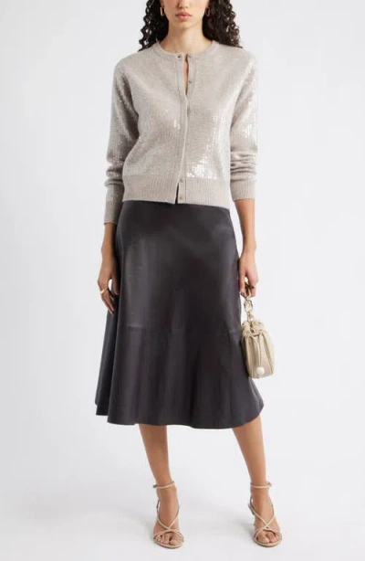 Nordstrom Sequin Wool & Cashmere Cardigan In Silver