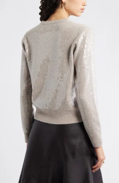 Nordstrom Sequin Wool & Cashmere Cardigan In Silver