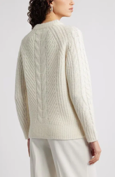 Nordstrom Cable Crewneck Alpaca Blend Sweater In White