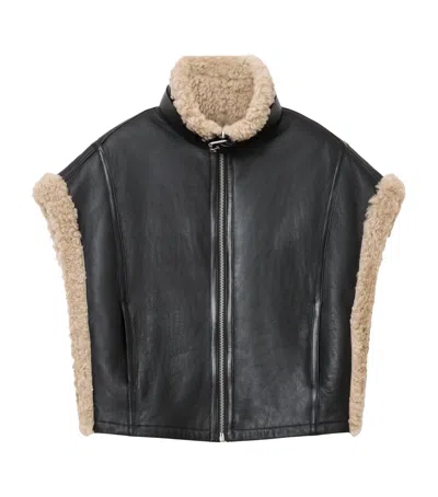 Allsaints Leather Reversible Shearling Marlin Gilet In Black