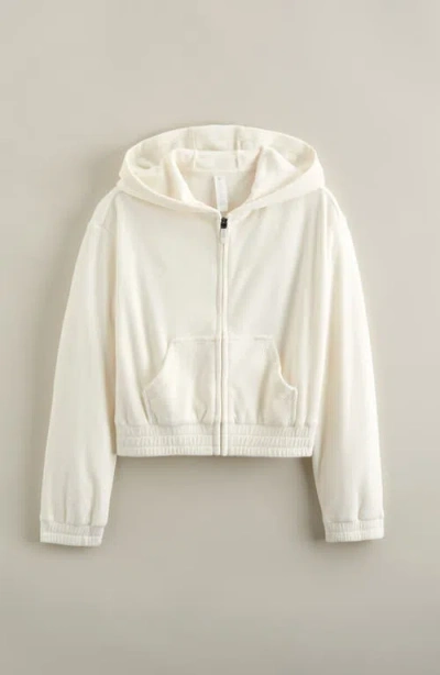 Zella Girl Kids' Cosmos Velour Zip Hoodie In White