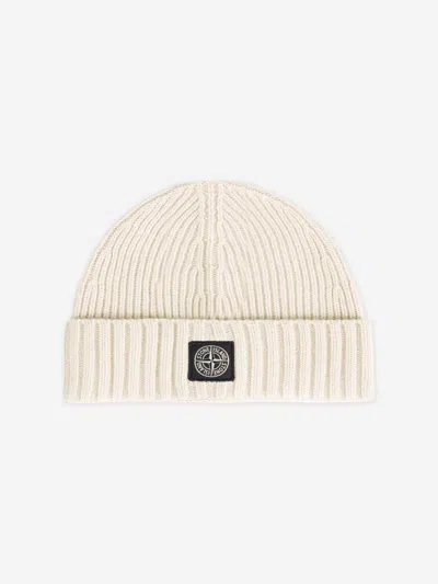 Stone Island Junior  Boys Wool Knitted Logo Beanie In Gold
