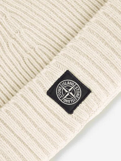 Stone Island Junior  Boys Wool Knitted Logo Beanie In Gold