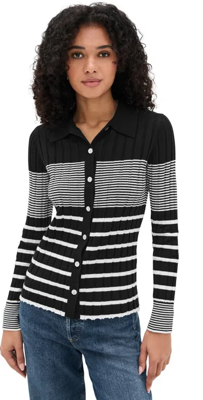 Rails Aurelia Cardigan Black Ivory Stripe In Multi
