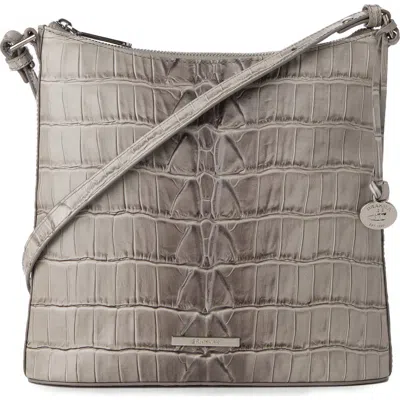 Brahmin Katie Croc Embossed Leather Crossbody Bag In Gray