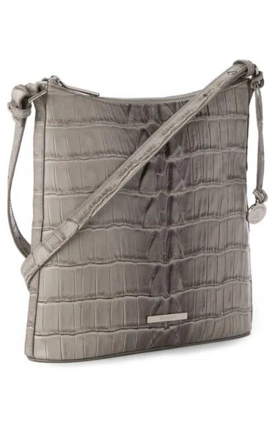 Brahmin Katie Croc Embossed Leather Crossbody Bag In Gray