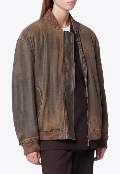 Golden Goose Db Vintage-effect Zip-up Bomber Jacket In Multi