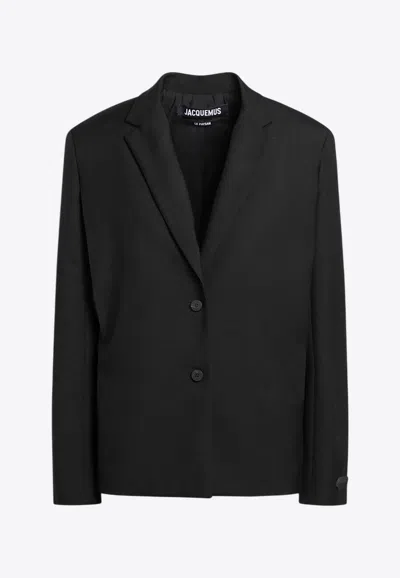 Jacquemus La Veste Carree Virgin Wool Blazer In Black