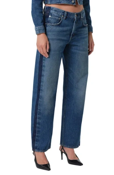 Citizen Of Humanity Citizens Of Humanity Lindz Tuxedo Stripe High Rise Easy Straight Jeans In Liro In Blue