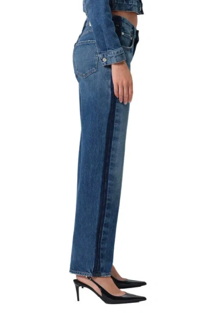 Citizen Of Humanity Citizens Of Humanity Lindz Tuxedo Stripe High Rise Easy Straight Jeans In Liro In Blue