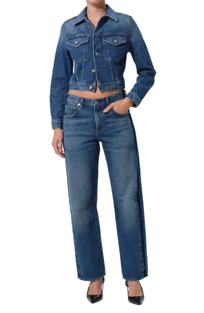 Citizen Of Humanity Citizens Of Humanity Lindz Tuxedo Stripe High Rise Easy Straight Jeans In Liro In Blue