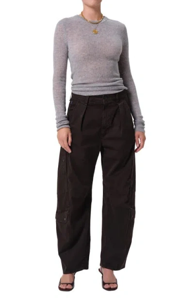 Citizen Of Humanity Citizens Of Humanity Flight Barrel-leg Twill Cargo Trousers In Black