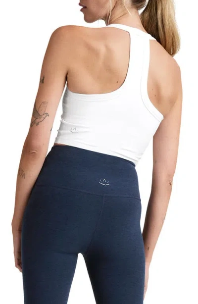 Beyond Yoga Spacedye Slim Racerback Cropped Tank In White