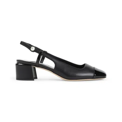 Jimmy Choo Patent Leather Pumps With Slingback And Decorative Button In Black