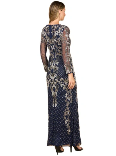 Lara New York Long Sleeve Contrast Beaded Gown In Multi
