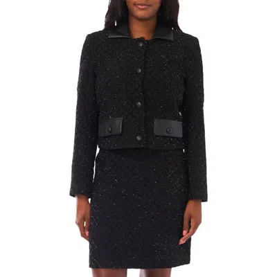 Vince Camuto Women's Collar Long-sleeve Cropped Jacket In Black