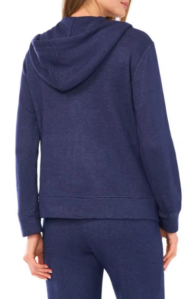 Vince Camuto Women's Knit Zip-front Hoodie Jacket In Blue