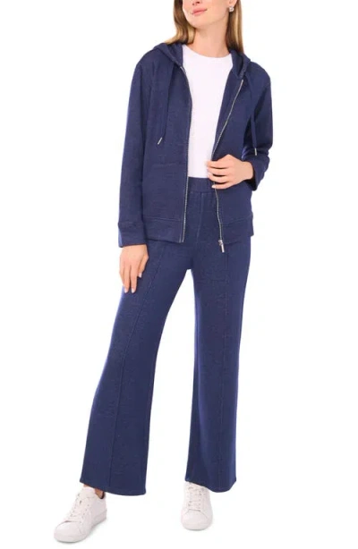 Vince Camuto Women's Knit Zip-front Hoodie Jacket In Blue