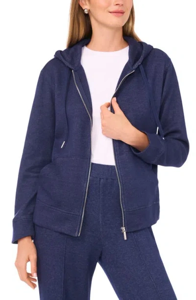 Vince Camuto Women's Knit Zip-front Hoodie Jacket In Blue