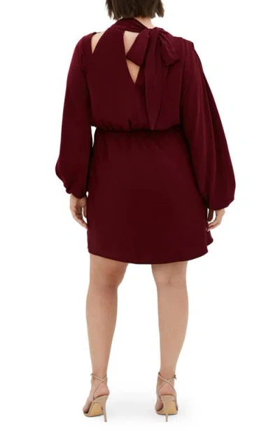 City Chic Jaylee Shoulder Cutout Long Sleeve Dress In Red