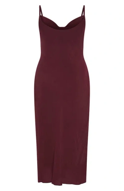 City Chic Kyra Crinkle Sateen Slipdress In Red