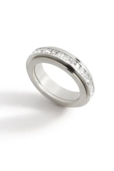 Mint & Lily Crystal Statement Spinning Fidget Ring In Metallic