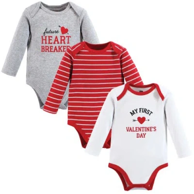 Hudson Baby Cotton Long-sleeve Bodysuit 3pk In Red