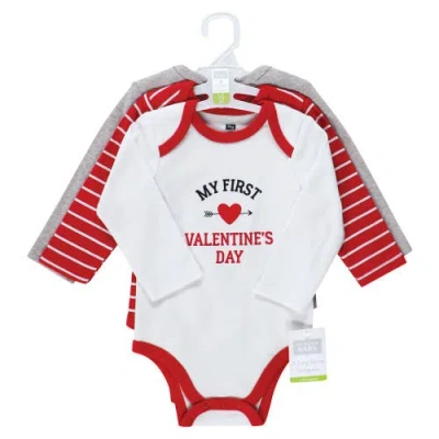 Hudson Baby Cotton Long-sleeve Bodysuit 3pk In Red