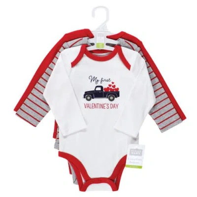 Hudson Baby Cotton Long-sleeve Bodysuit 3pk In Red
