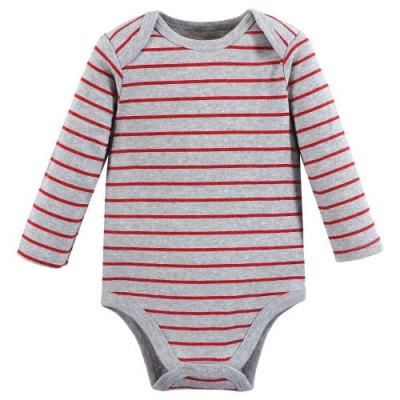 Hudson Baby Cotton Long-sleeve Bodysuit 3pk In Red