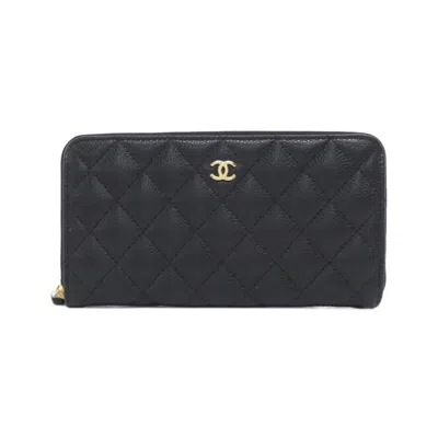 Pre-owned Chanel Grained Calfskin Long Wallet (bi-fold) () In Multi
