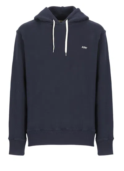 Autry Classic Blue Cotton Hoodie In Blue